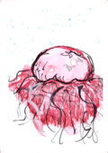 Pink Jelly #2 original ACEO artwork by Boho Wanderer