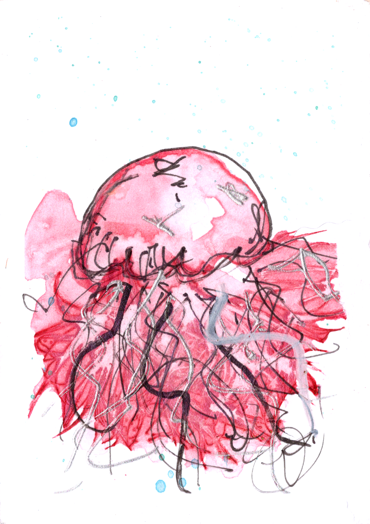 Pink Jelly #1 original ACEO artwork by Boho Wanderer