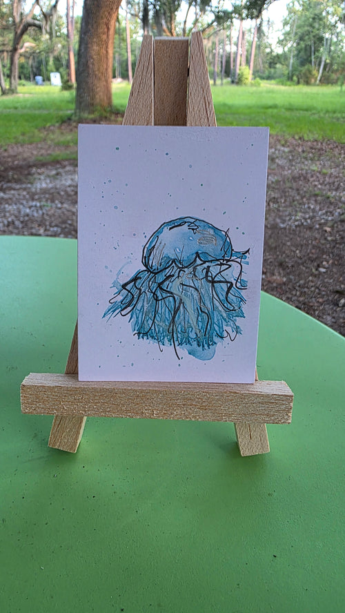 Blue Jelly 1 original ACEO artwork by Boho Wanderer