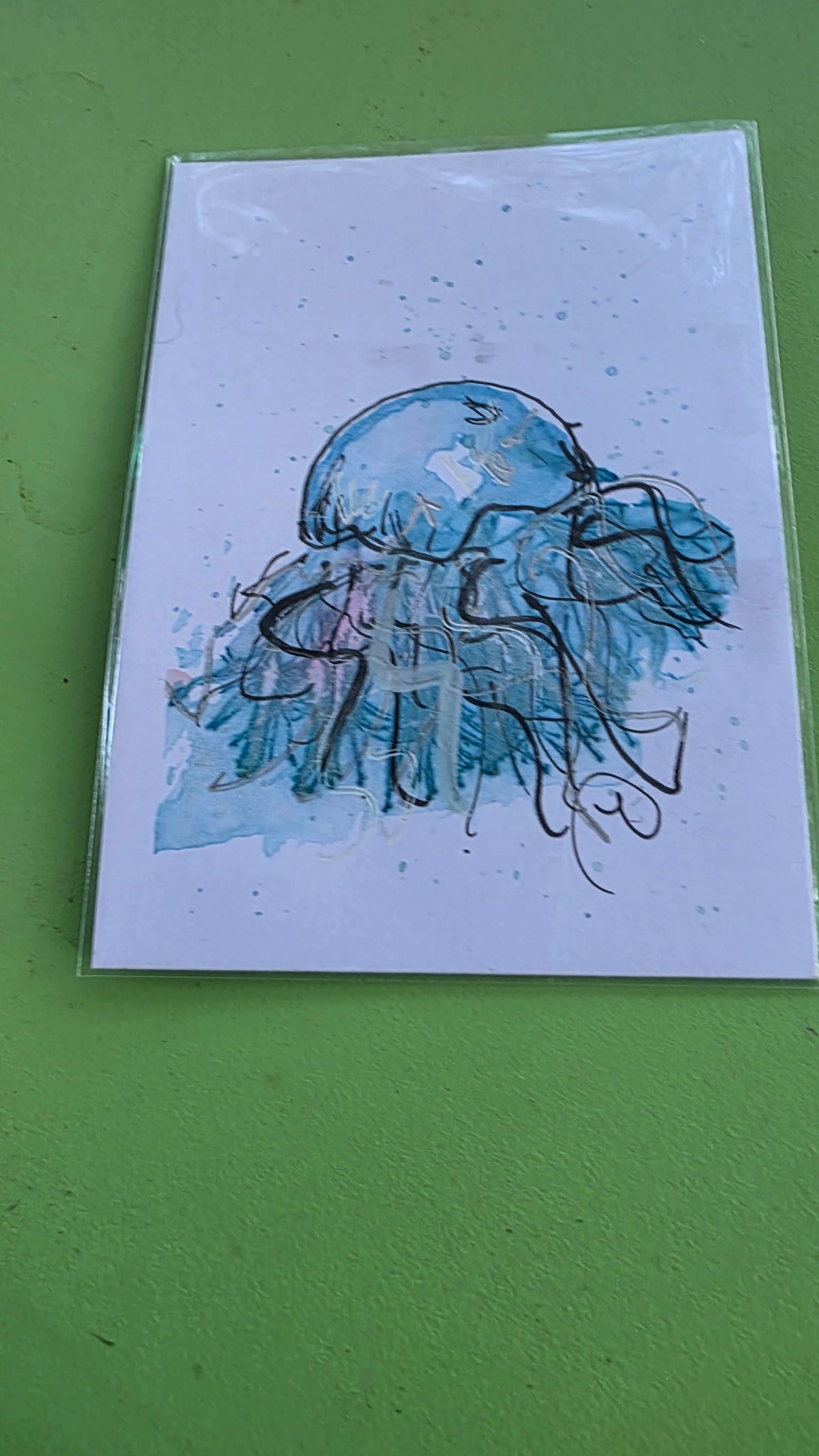 Blue Jelly 2 original ACEO artwork by Boho Wanderer