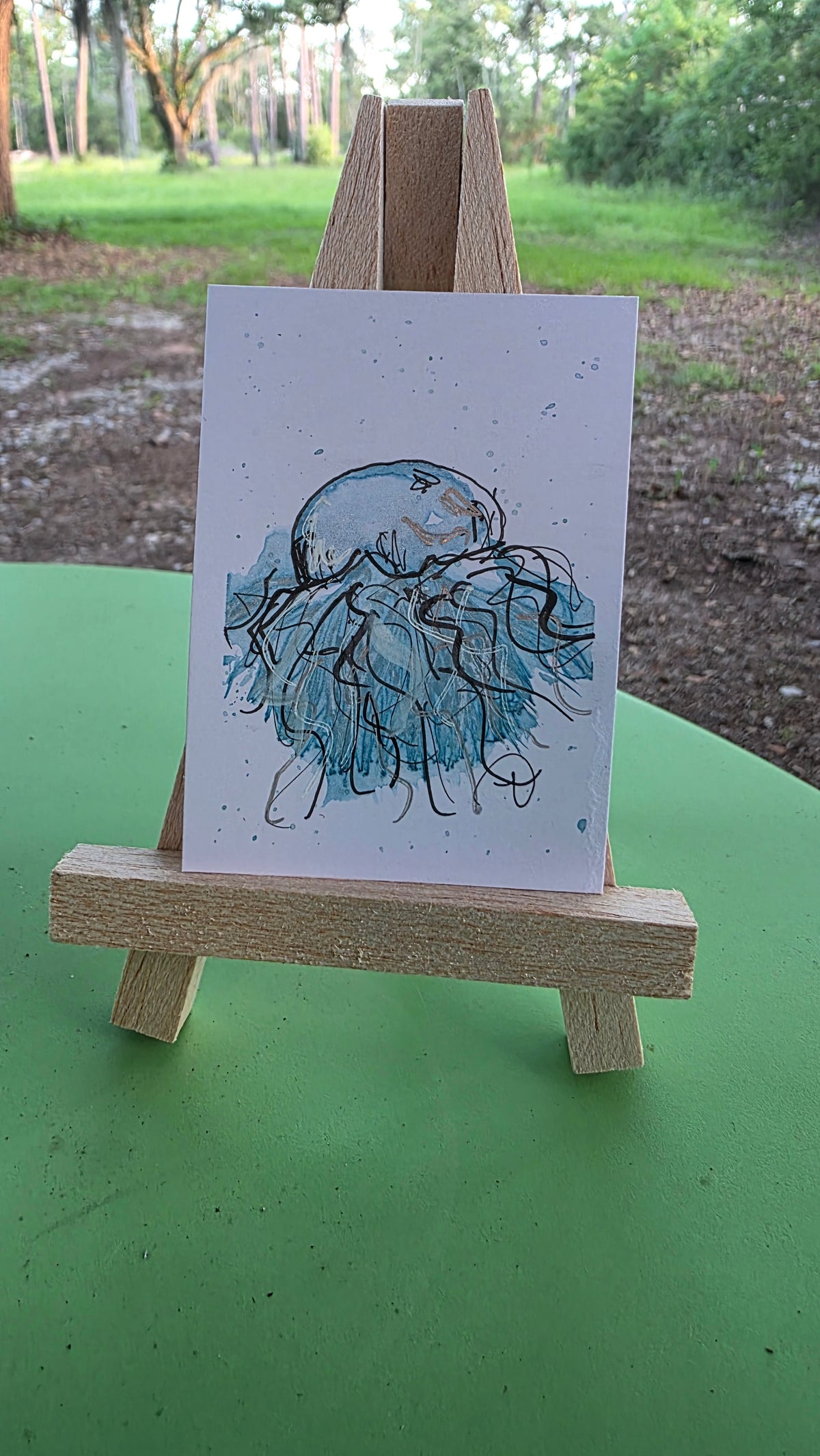 Blue Jelly 3 original ACEO artwork by Boho Wanderer