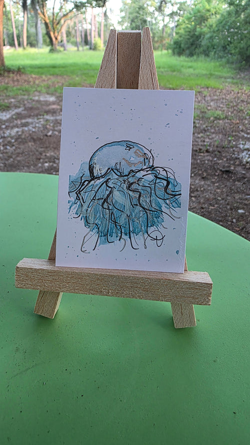 Blue Jelly 3 original ACEO artwork by Boho Wanderer