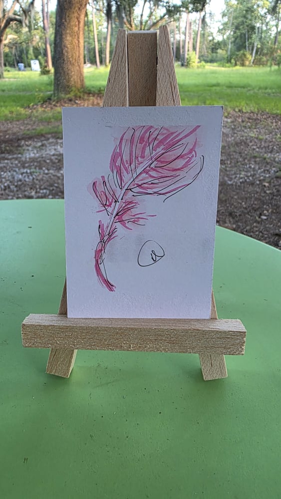 Pink Feather original ACEO artwork